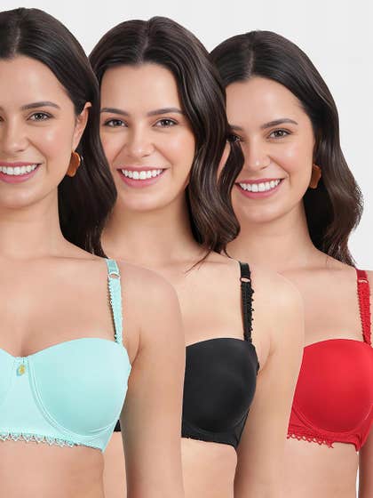Susie Multicolor Lace Strap Padded Wired Balconette Bra Combo