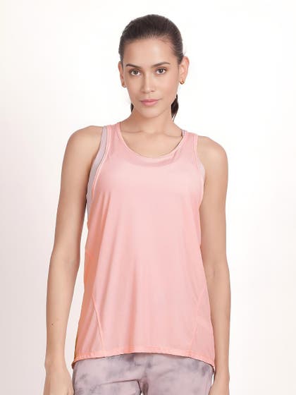 Shyle Candy Pink Overlap Back Loose Fit Tank Top