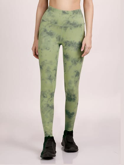 Shyle Paradise Green High Waist Marble Printed Workout Leggings