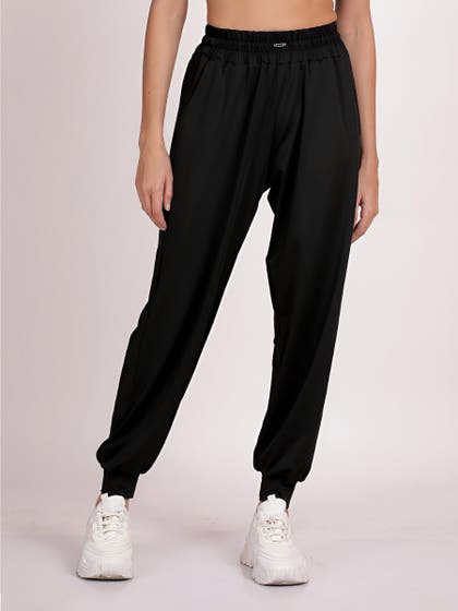 Shyle Black Beauty High Waist Casual Fit Jogger Bottoms