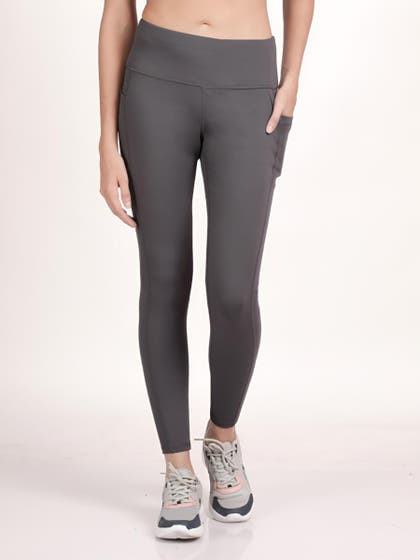Shyle Monument Grey Coin Pocket High Waist Workout Leggings