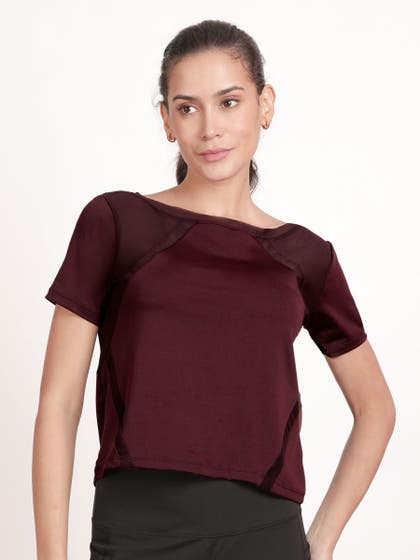 Shyle Berry Conserve Raglan Mesh Sleeve Regular T-Shirt