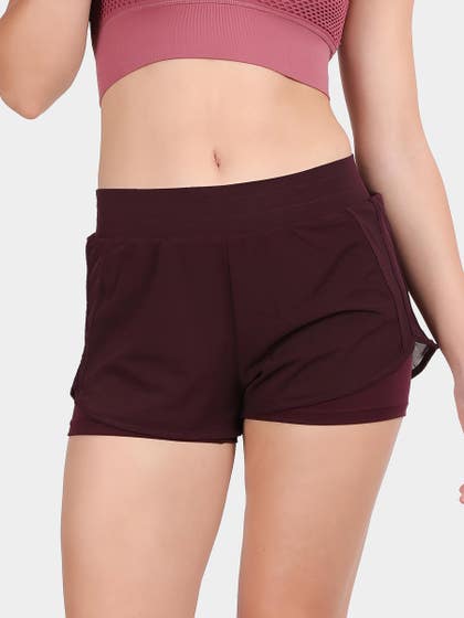 Shyle Berry Conserve Medium Waist Mesh Panel Shorts