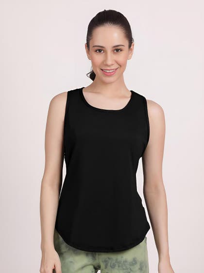 Shyle Black Beauty Racerback Fitted Sleeveless Tank Top