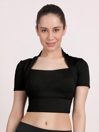 Shyle Black Beauty Half Sleeve Padded Bra Top