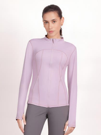 Shyle Lilac Full Sleeve Finger Keyhole High Neck Jacket