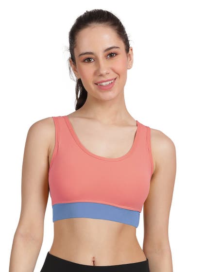 Shyle Pink and Blue Low Impact Removable Padding Sports Bra