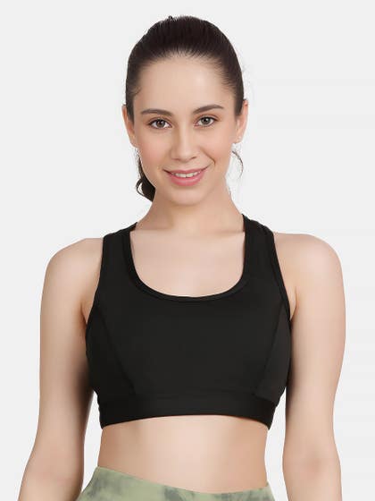 Shyle Black Beauty Mesh Back Panel Low Impact Sports Bra