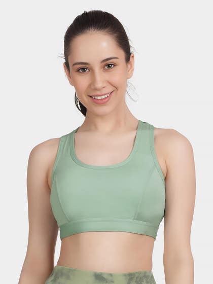 Shyle Jadesheen Green Mesh Back Panel Low Impact Sports Bra
