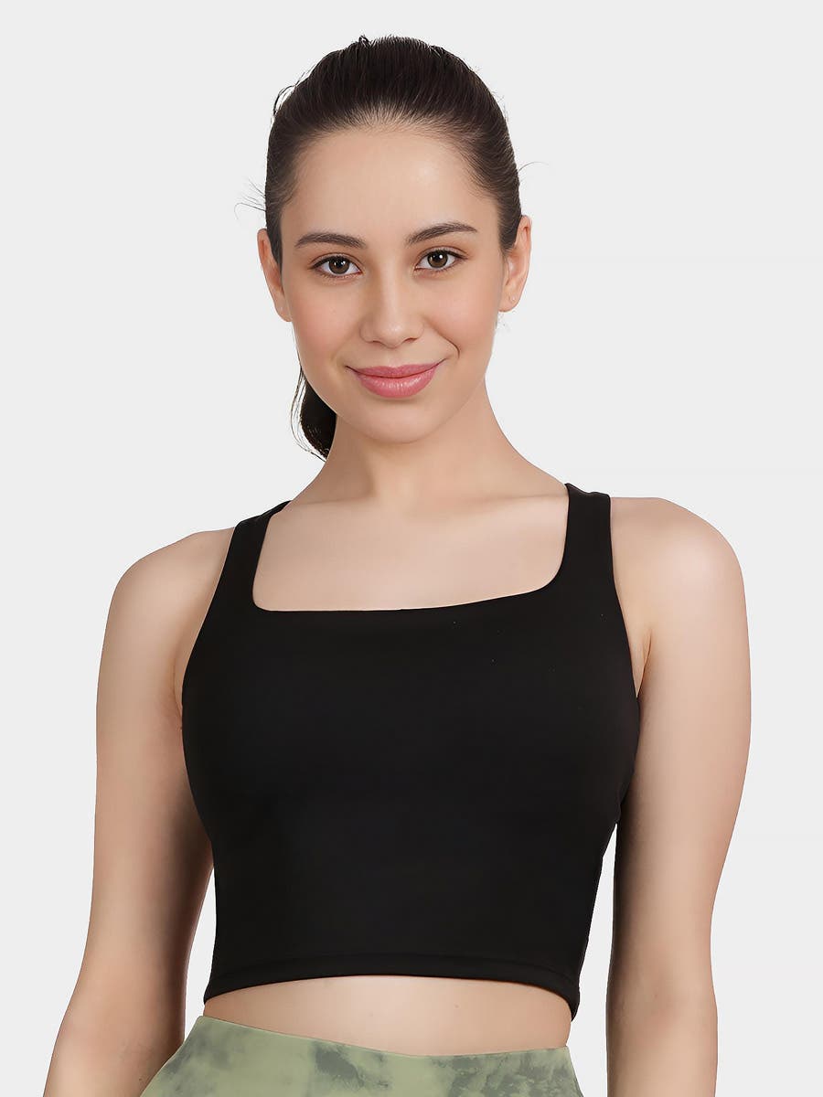 Shyle Black Beauty Low Impact Longline Strappy Back Sports Bra