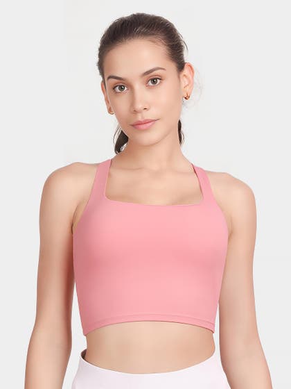 Shyle CandyPink Low Impact Longline Strappy Back Sports Bra