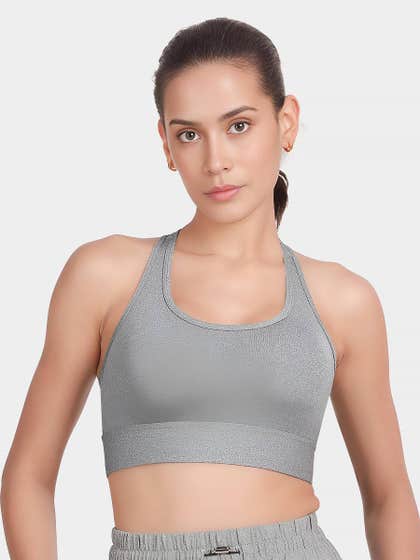 Shyle Monument Grey Removable Padding Low Impact Sports Bra