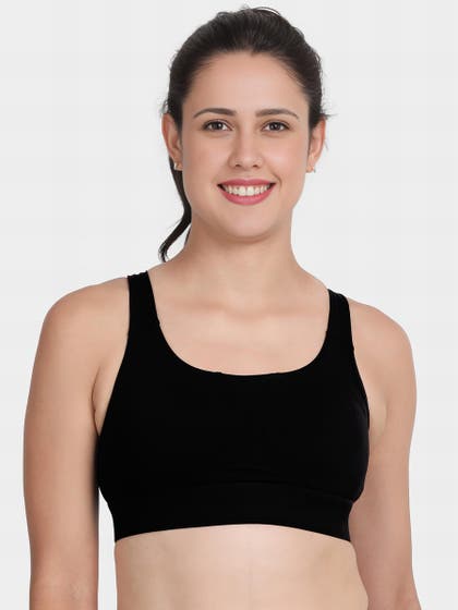 Shyle Black Beauty Medium Impact Racerback Padded Sports Bra