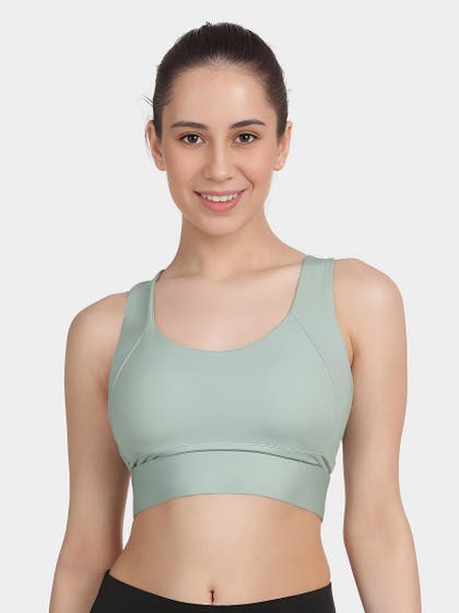 Shyle Bay Green Dual Cross Back Medium Impact Sports Bra