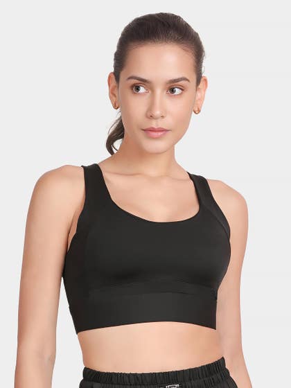 Shyle Black Beauty Dual Cross Back Medium Impact Sports Bra