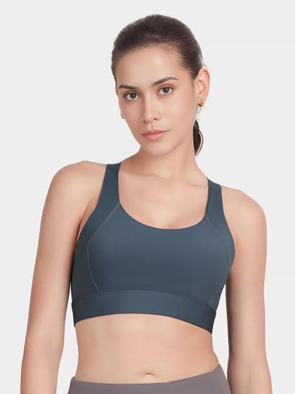 Shyle Big Dipper Blue Padded WIrefree Medium Impact Sports Bra