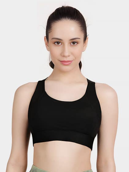 Shyle Black Beauty Padded WIrefree Medium Impact Sports Bra