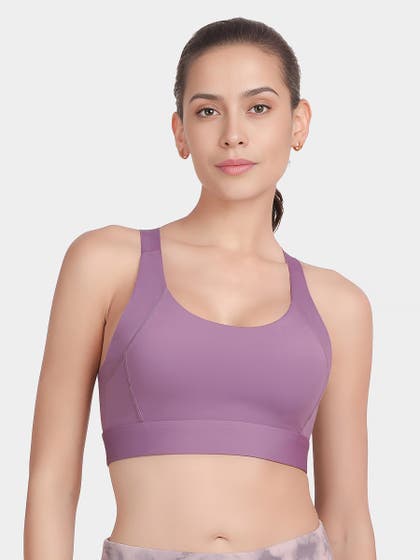 Shyle Purple Plum Padded WIrefree Medium Impact Sports Bra