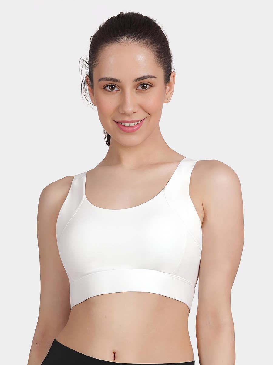 Shyle Snow White Padded WIrefree Medium Impact Sports Bra