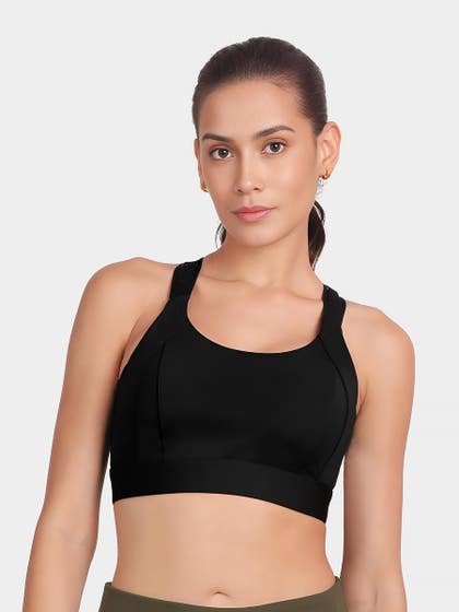 Shyle Black Beauty Front Multi Adjustor Medium Impact Sports Bra