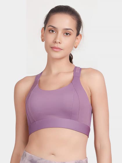 Shyle Hyacinth Purple Front Multi Adjustor Medium Impact Sports Bra
