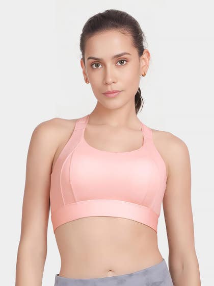 Shyle Pale Pink Front Multi Adjustor Medium Impact Sports Bra