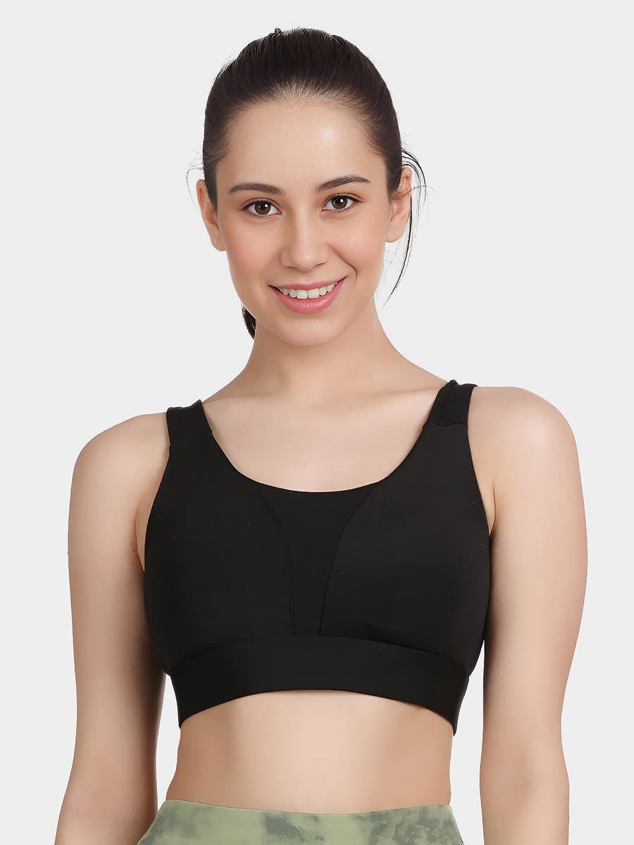 Shyle Black Beauty Medium Impact Padded Sports Bra
