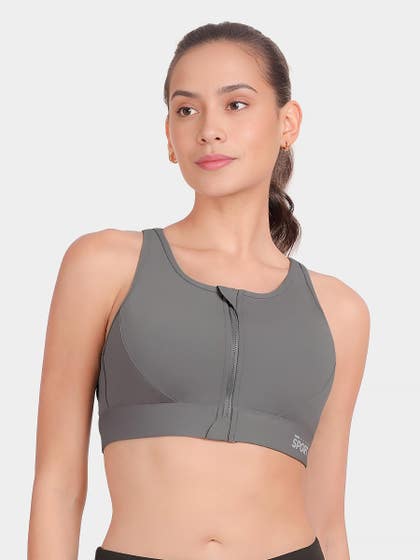 Shyle Stromfront Grey Front Open Racerback High Impact Sports Bra