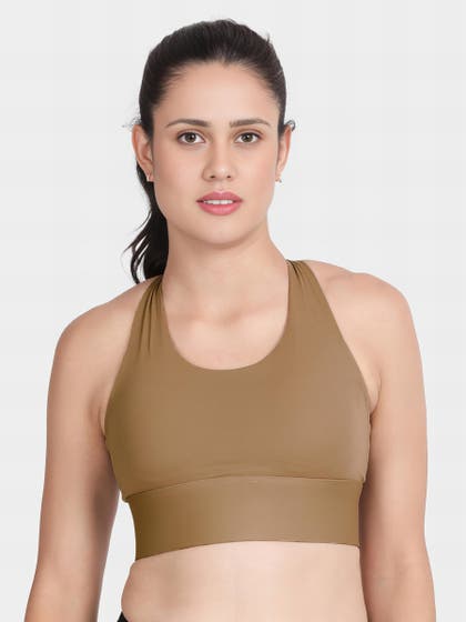 Shyle Cinnamon Swirl Medium Impact Multi Strap Padded Sports Bra