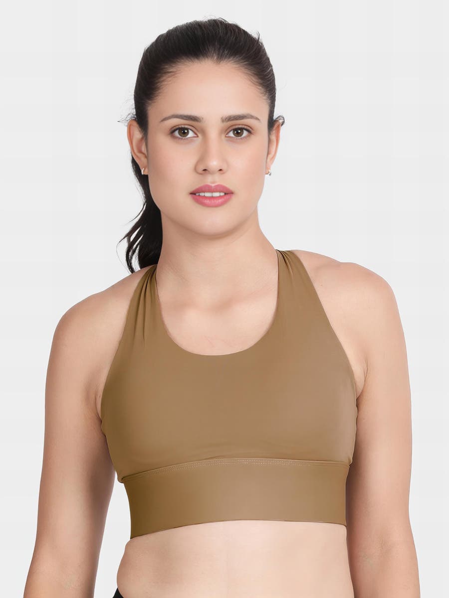 Shyle Cinnamon Swirl Medium Impact Multi Strap Padded Sports Bra