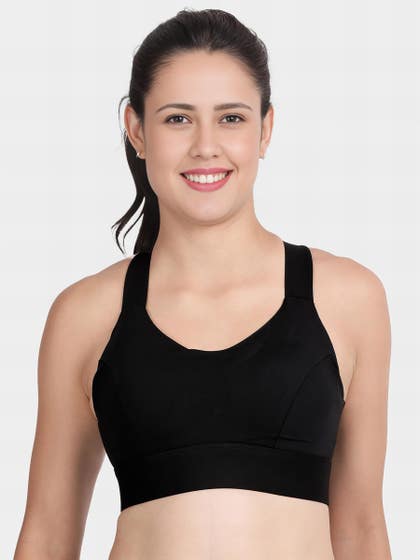 Shyle Black Beauty Medium Impact Wide Strap Padded Sports Bra