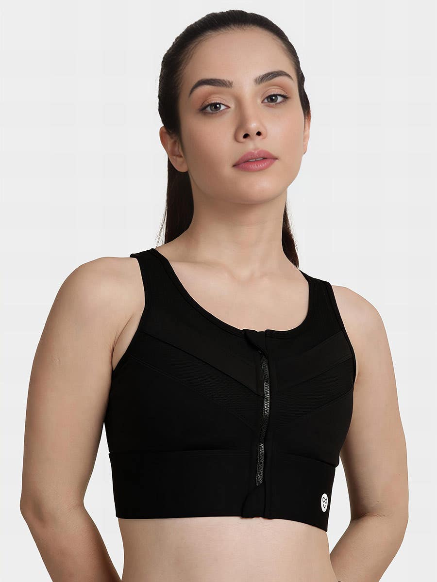 Shyle Black Beauty Front Open Padded Sports Bra