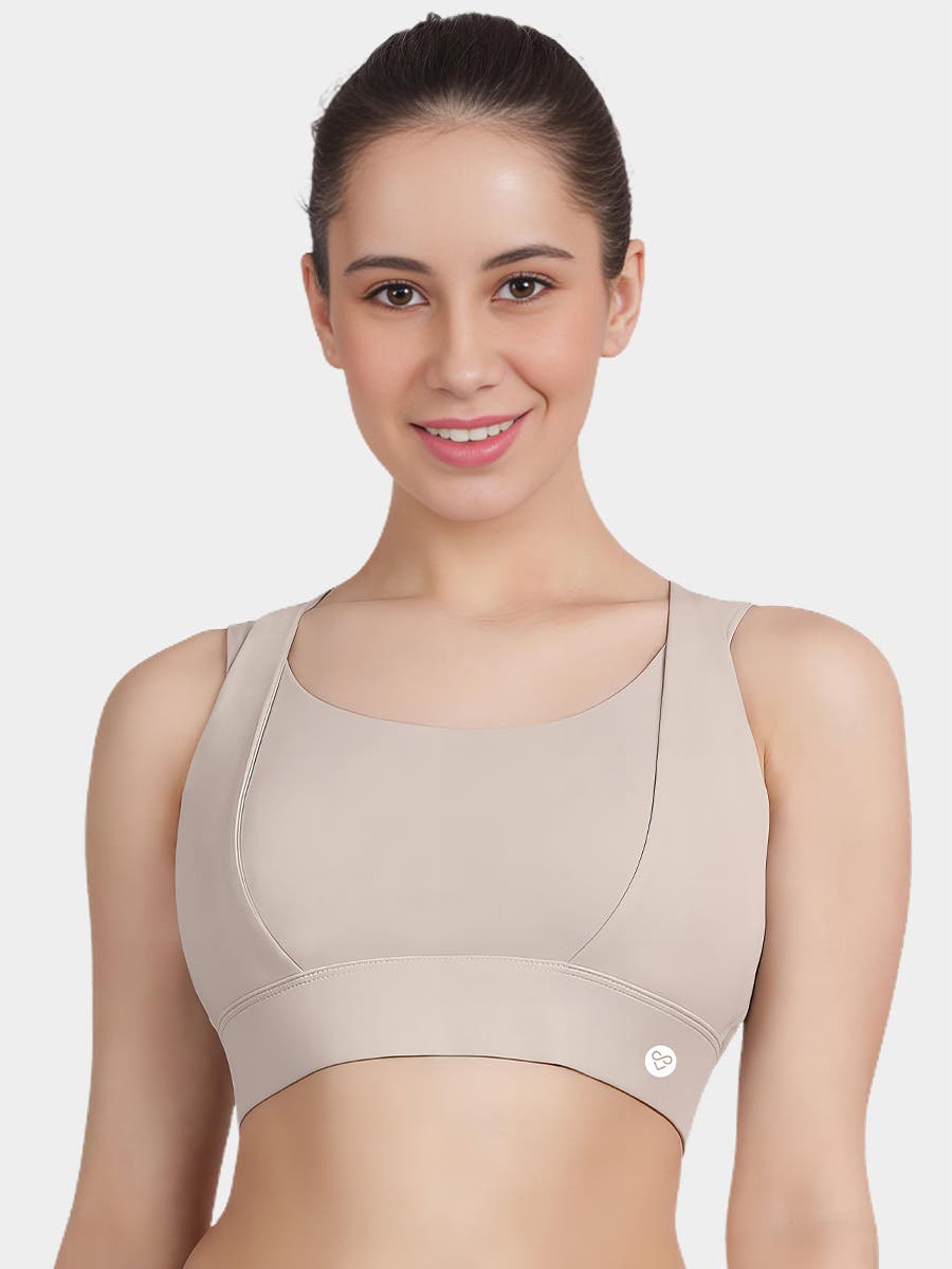 Shyle Wind Chime Grey Criss Cross Strap Medium Impact Sports Bra