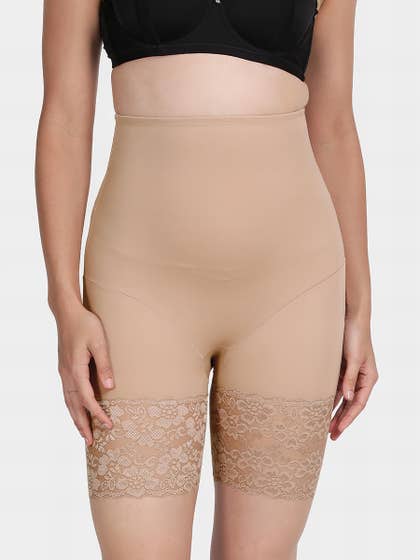 Shyle Light Brown Lace Detailed Torso Slimmer Shapewear