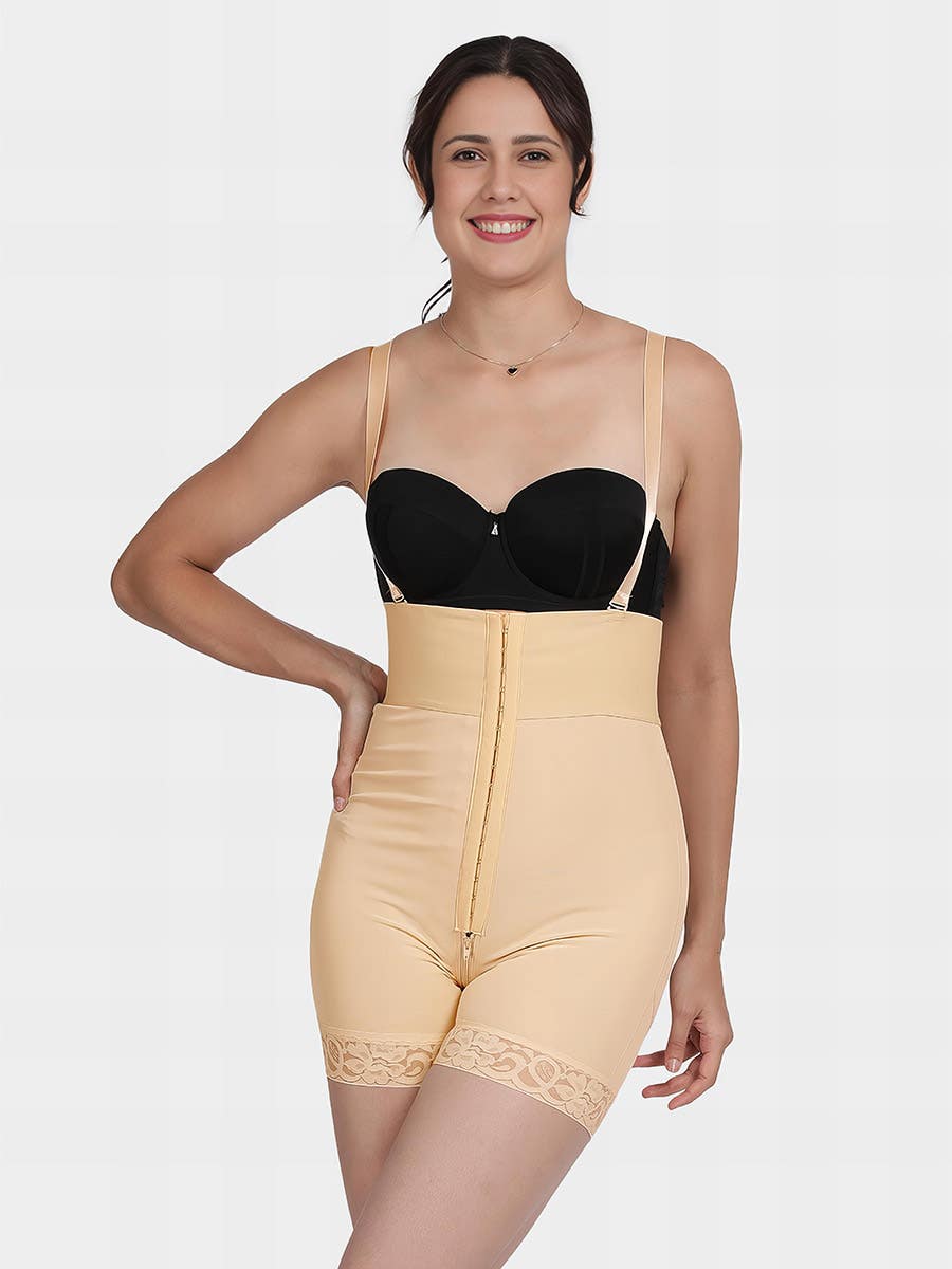 Shyle Double Cream High Waist Front Open Torso Slimmer Shapewear