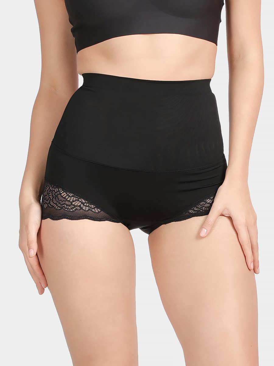 Shyle Black High Waist Lace Panty Shapewear