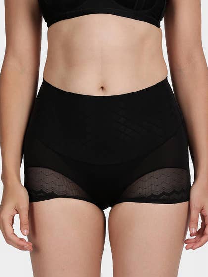 Shyle Black Beauty Patterned High Waist Panty Shapewear