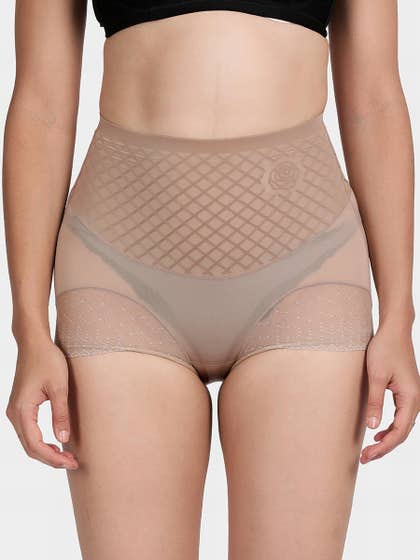 Shyle Dark Skin Patterned High Waist Panty Shapewear