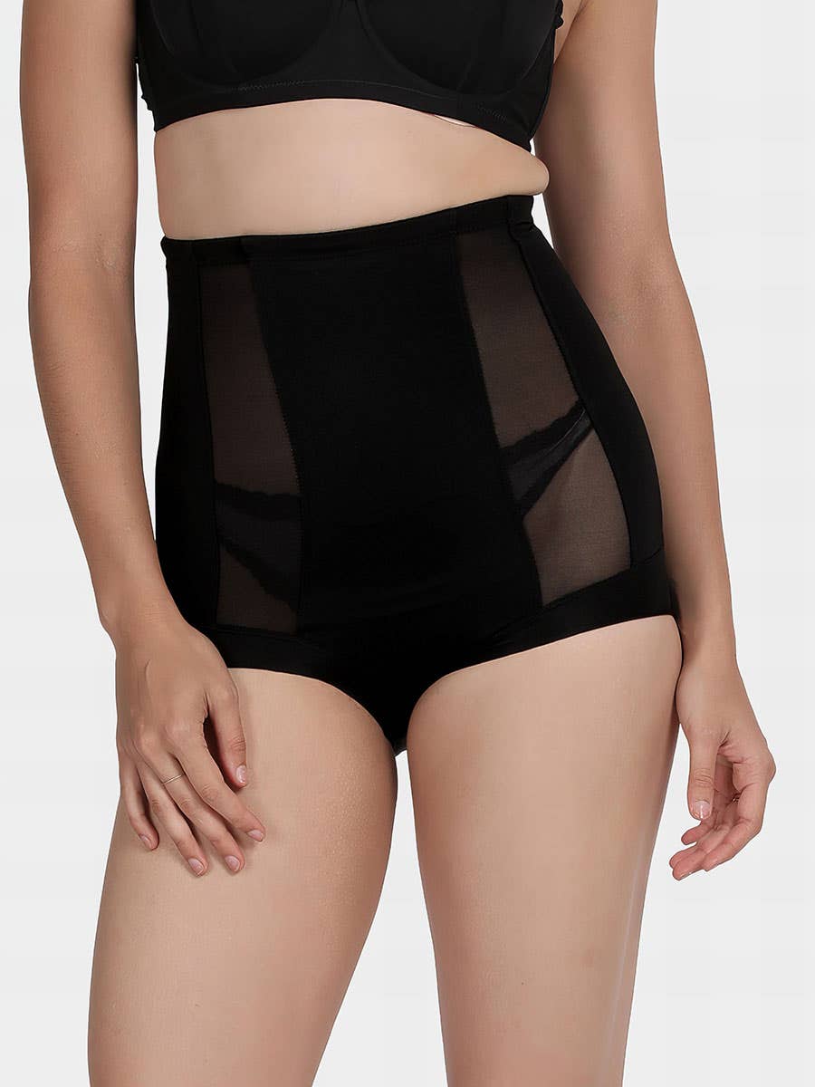 Shyle Black Beauty High Waist Mesh Panel Tummy Shapewear