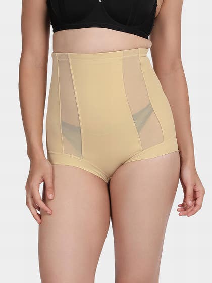 Shyle Dark Skin High Waist Mesh Panel Tummy Shapewear