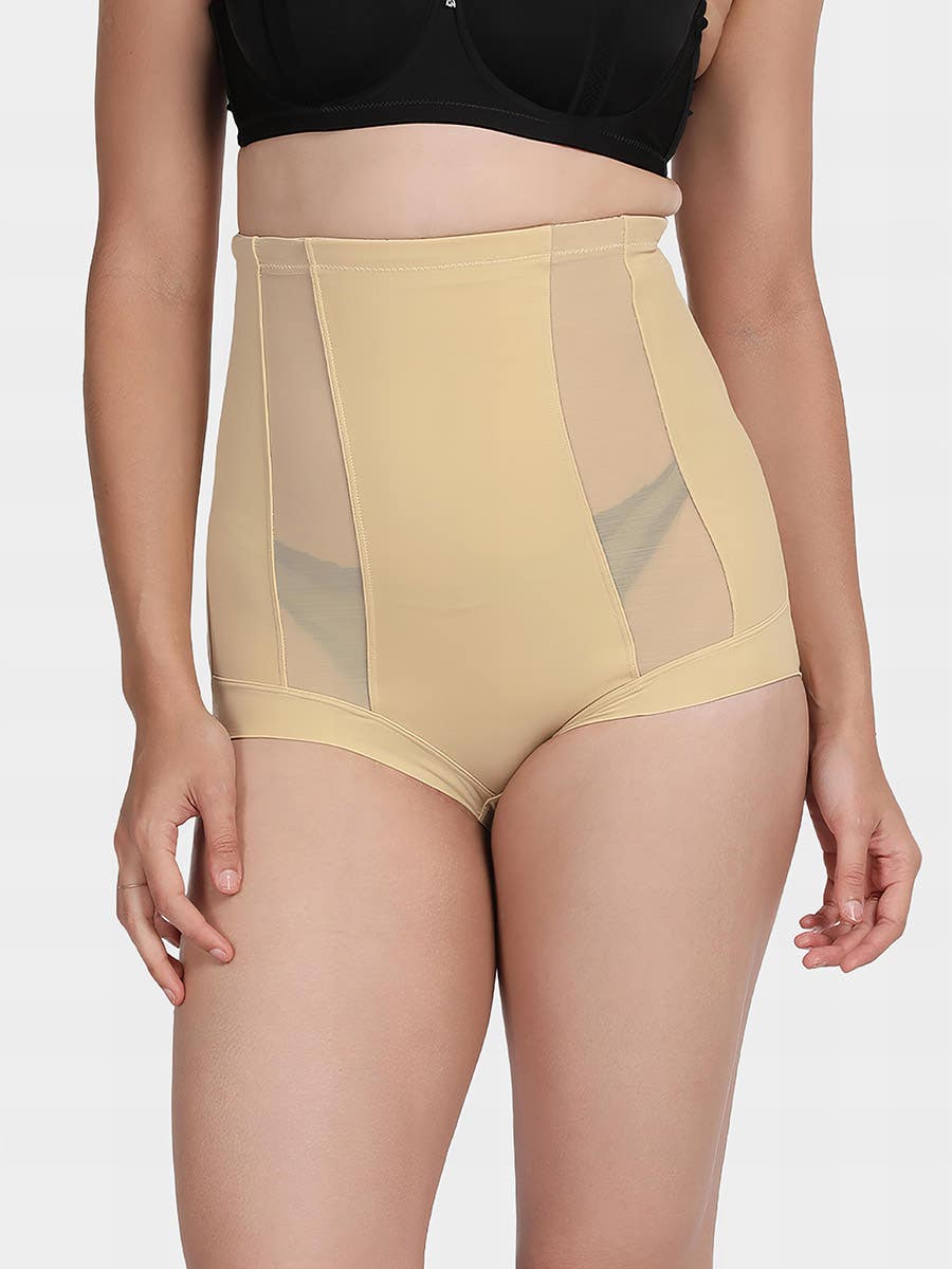 Shyle Dark Skin High Waist Mesh Panel Tummy Shapewear