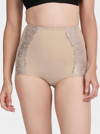 Shyle Dark Skin High Waist Lace Detailed Tummy Shapewear
