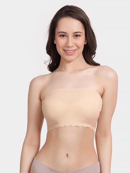 Shyle Alesan Skin Scallop Neckline Seamless Padded Tube Bra