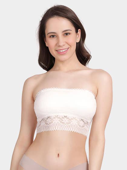 Shyle White Full Lace Longline Tube Bra