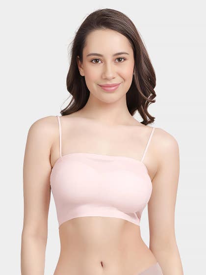 Shyle Baby Pink Spaghetti Strap Removable Padding Tube Bra