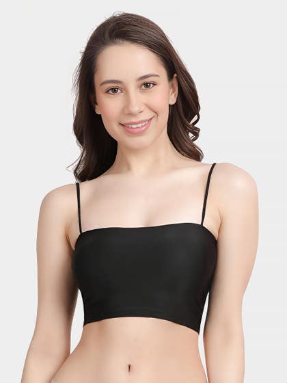 Shyle Black Beauty Spaghetti Strap Removable Padding Tube Bra