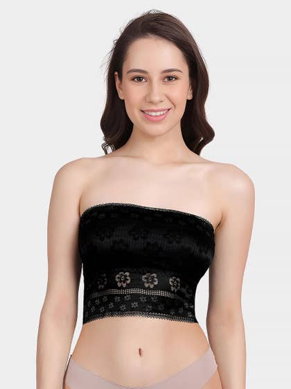 Shyle Black Beauty Shimmer Lace Longline Tube Bra