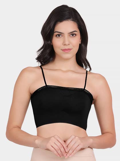 Shyle Black Beauty Lace Neckline Seamless Slip On Bra