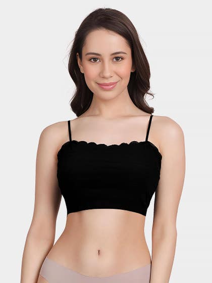 Shyle Black Beauty Front Lace Double Layered Tube Bra