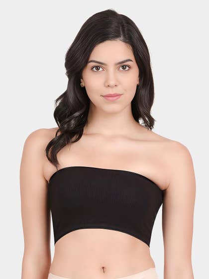 Shyle Black Beauty Ribbed Padded Tube Bra